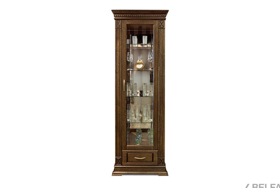 Шкаф с витриной "Верди Люкс 1з" массив и шпон дуба 2