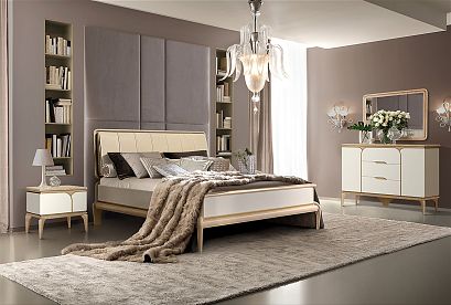 Тумба "Алекса" 3 (с ящиками); *ММ-376-04; айвори+жемчужный дуб, золотая патина