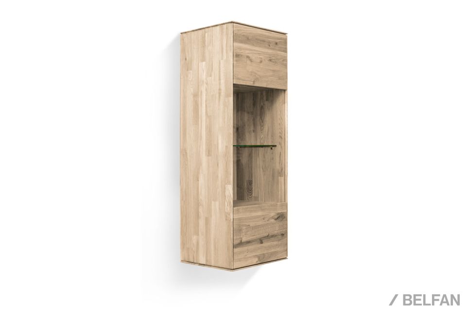 Шкаф навесной со стеклом "Гринвуд" (правый) массив дуба 1
