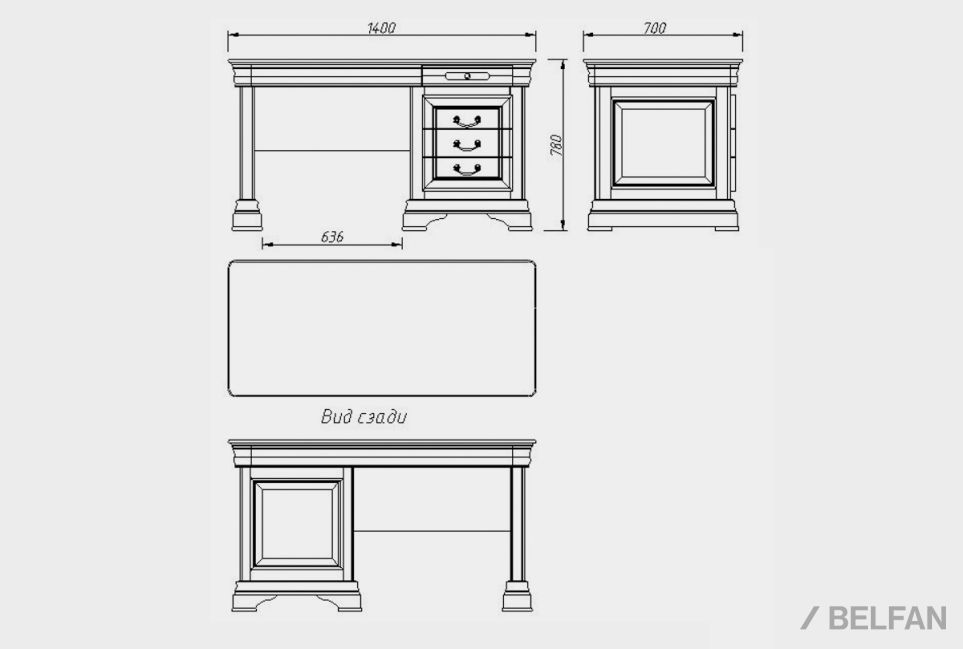 Стол письменный "Оливия" массив и шпон ольхи 5