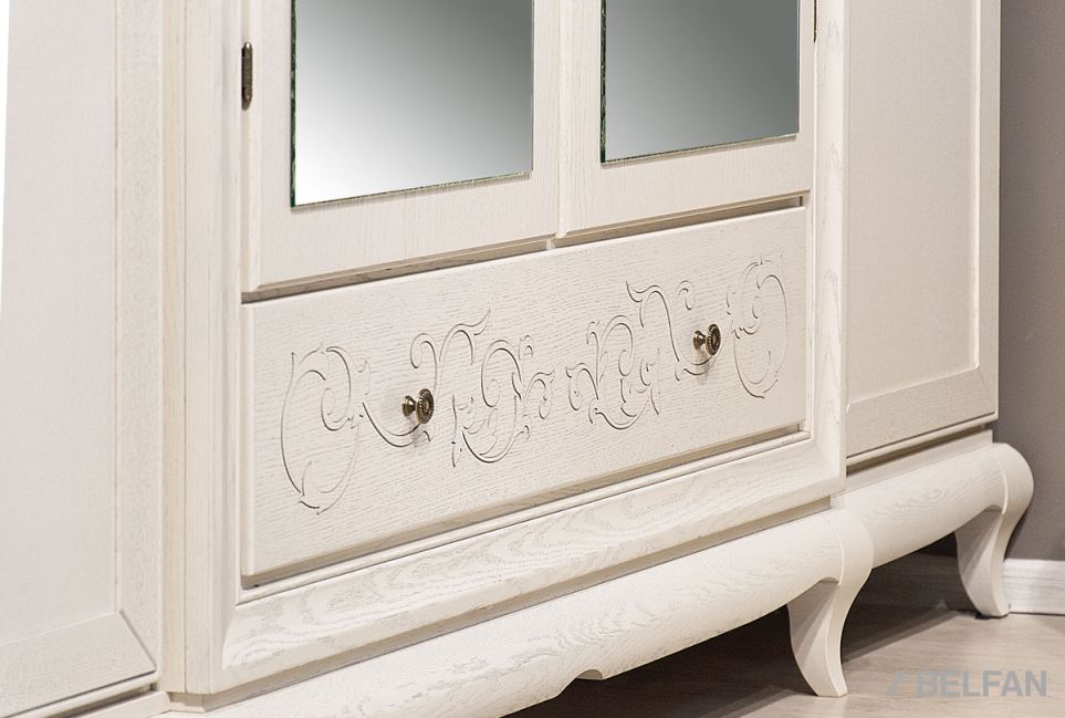 Шкаф для одежды 4-х дв. "Соната" с зеркалом (без декора) массив и шпон дуба 2