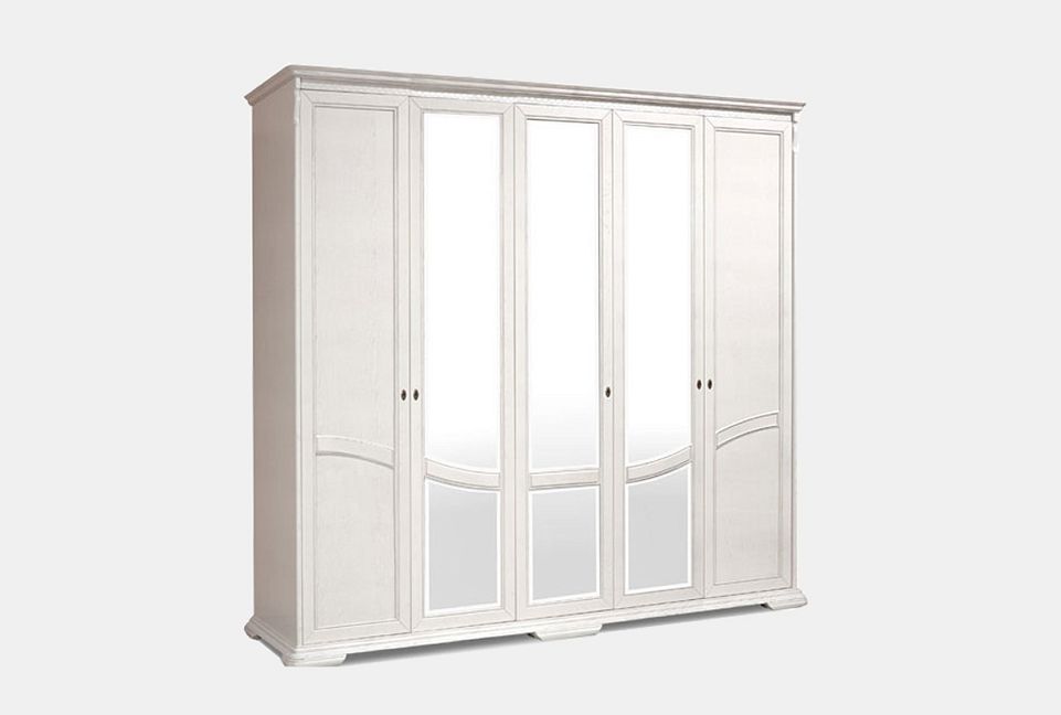 Шкаф для одежды 5-ти дв. "Лика" (с зеркалом); изабелла с темной патиной