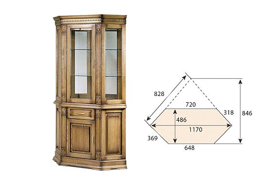 Шкаф комбинированный угловой "Верди Люкс 1уз" массив и шпон дуба 2