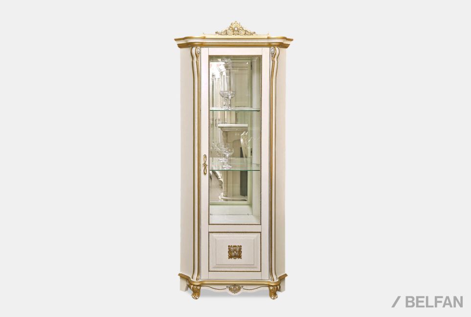 Шкаф с витриной угловой "Алези 10 Люкс" (правый) массив и шпон дуба 2