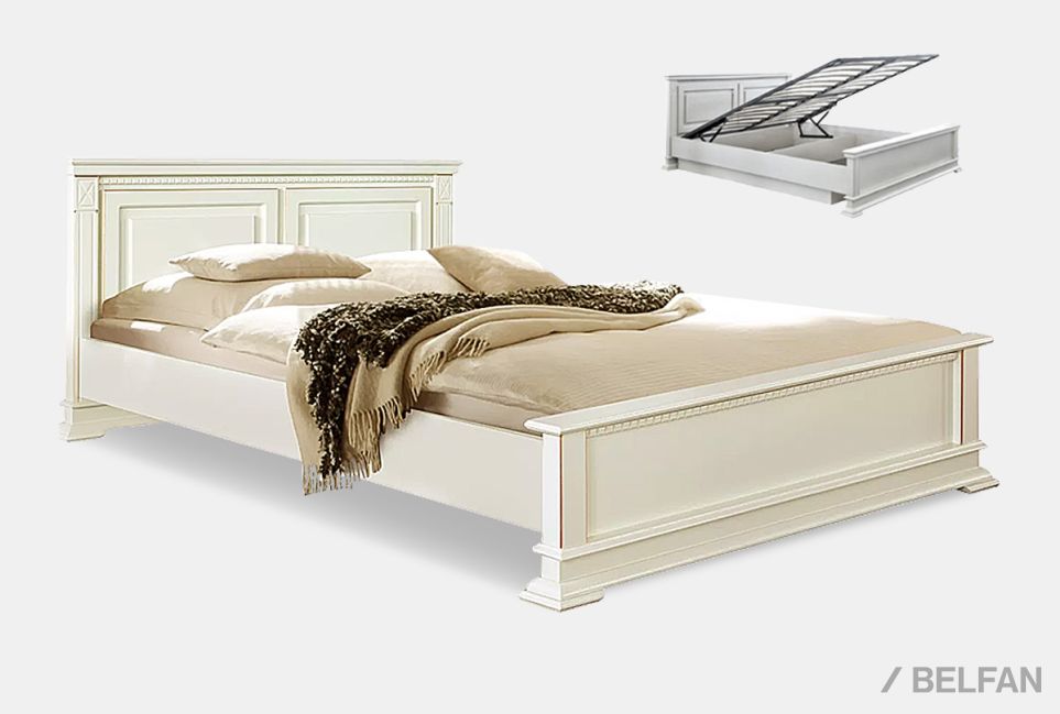 Кровать "Верди Люкс" (низкое изножье) с подъемным механизмом массив и шпон дуба 1