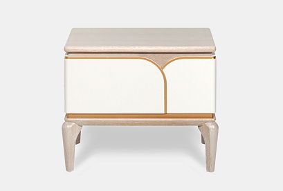 Тумба прикроватная "Алекса"; *ММ-376-03; айвори+жемчужный дуб, золотая патина