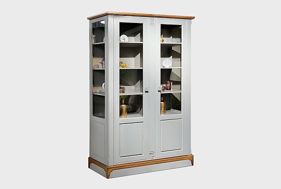 Шкаф с витриной 2-х дверный "Бриансон" массив и шпон дуба, МДФ 6