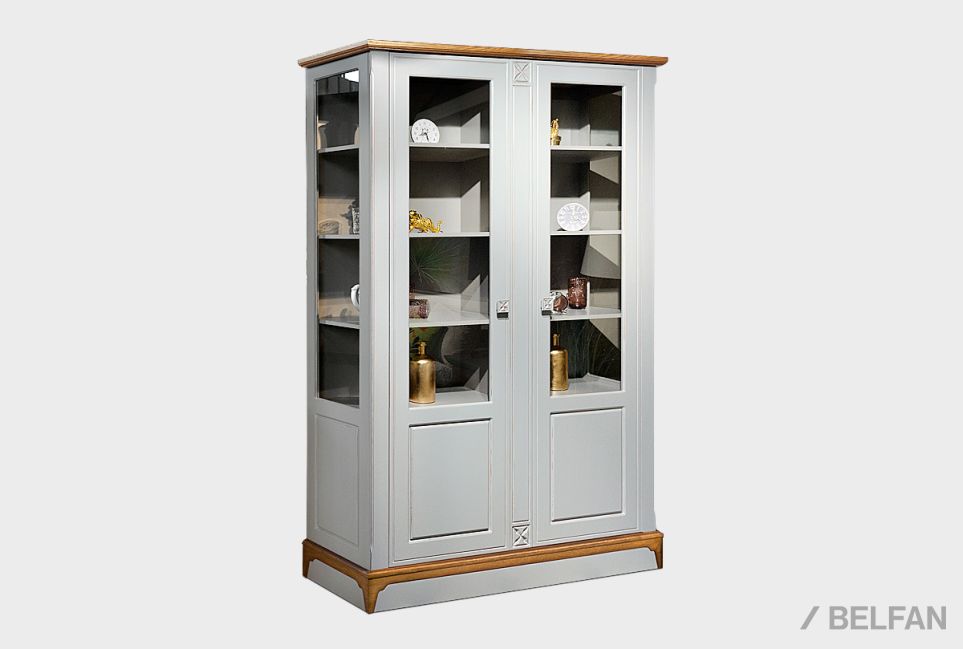 Шкаф с витриной 2-х дверный "Бриансон" массив и шпон дуба, МДФ 3