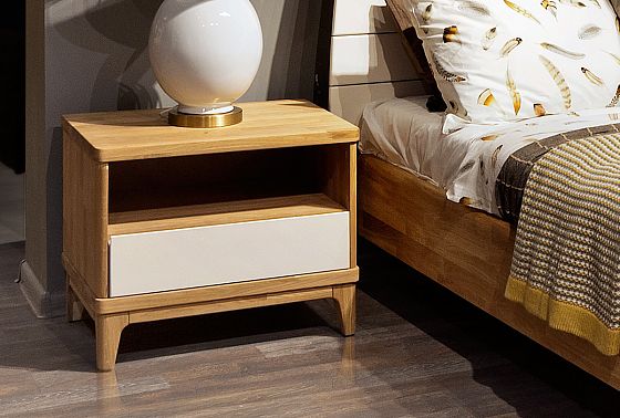 Тумба прикроватная "Уоллстрит" (с нишей) массив дуба, МДФ 7
