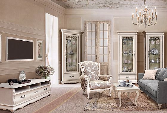 Шкаф с витриной угловой "Тэфи" массив и шпон дуба 4