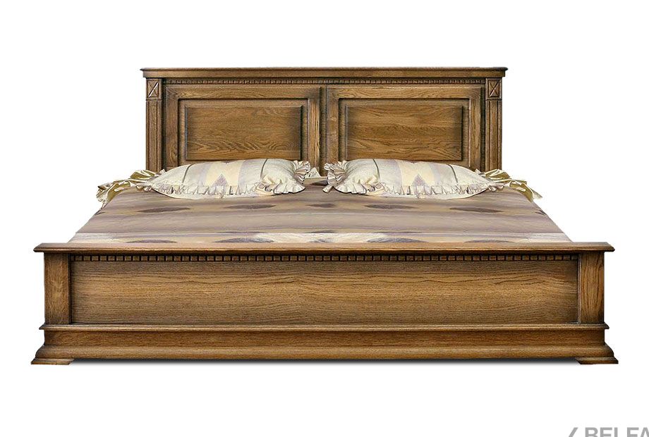 Кровать "Верди Люкс" (низкое изножье) массив и шпон дуба 1