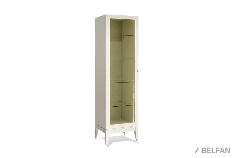 Шкаф с витриной 1-но дв. "Коста" левый (подсветка) массив и шпон дуба 6