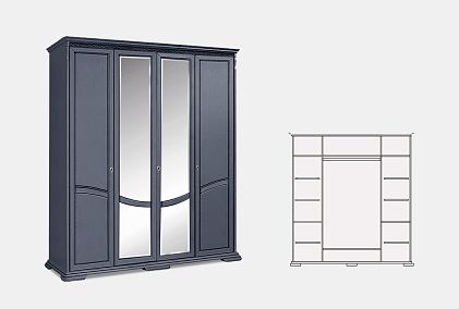Шкаф для одежды 4-х дв. "Лика" (с зеркалом)