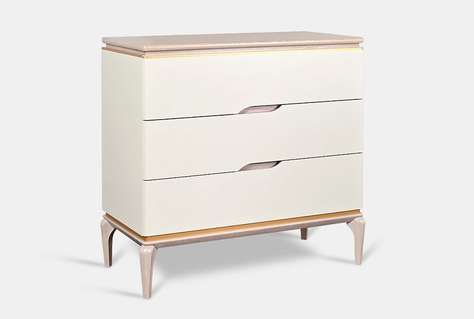 Комод "Алекса"; айвори+жемчужный дуб, золотая патина