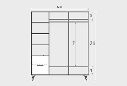 Шкаф для одежды 3-х дверный "Элва"; *ВМФ-1577; бейц-масло, графит