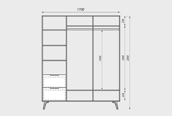 Шкаф для одежды 3-х дверный "Элва" массив и шпон дуба 8