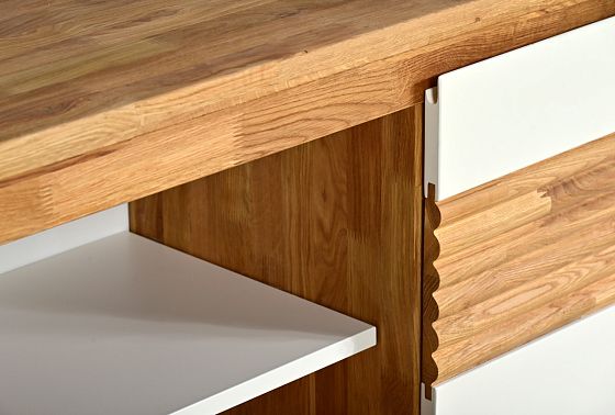 Тумба "Уоллстрит" 3 (с нишей) массив дуба, МДФ 3