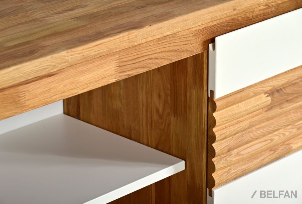 Тумба "Уоллстрит" 3 (с нишей) массив дуба, МДФ 4