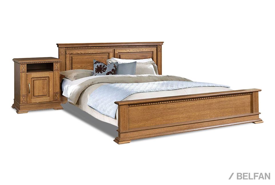 Кровать "Верди Люкс" (низкое изножье) массив и шпон дуба 1