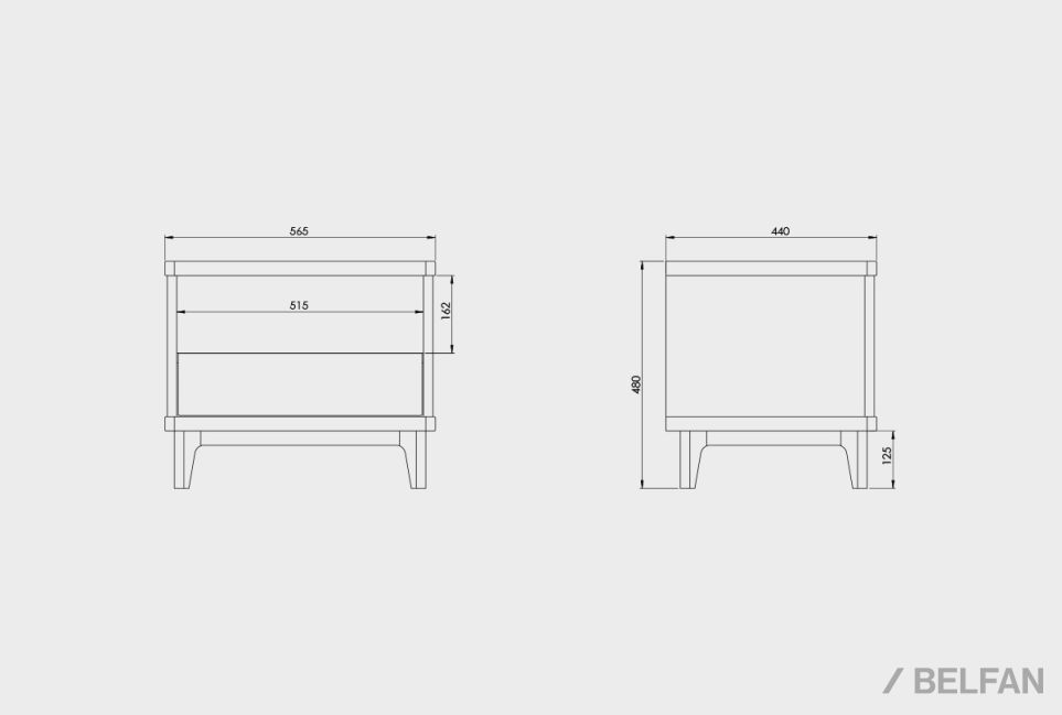 Тумба прикроватная "Уоллстрит" (с нишей) массив дуба, МДФ 6