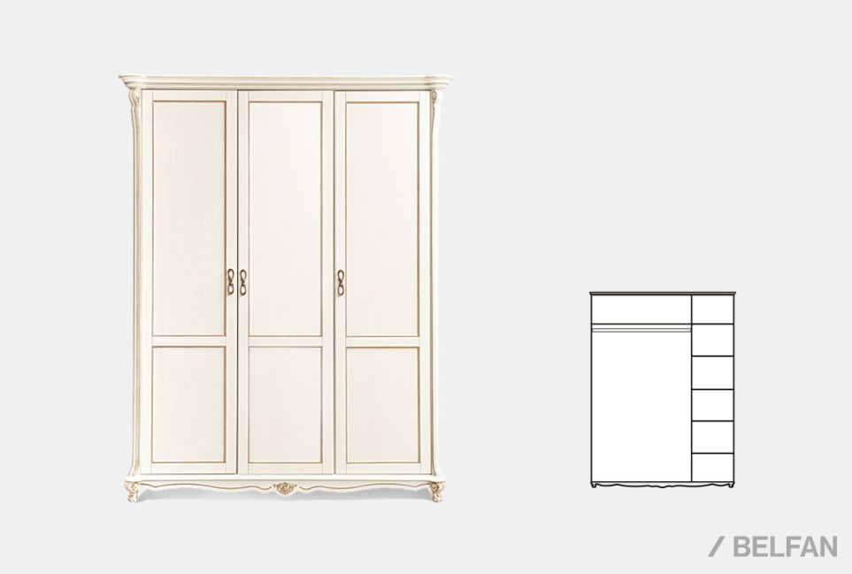 Шкаф 3-х дв. "Алези" (без зеркала) массив и шпон дуба 2