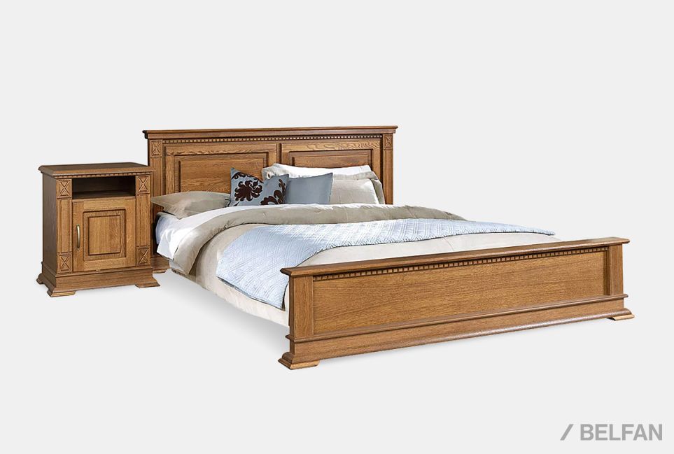 Кровать "Верди Люкс" (низкое изножье) массив и шпон дуба 1