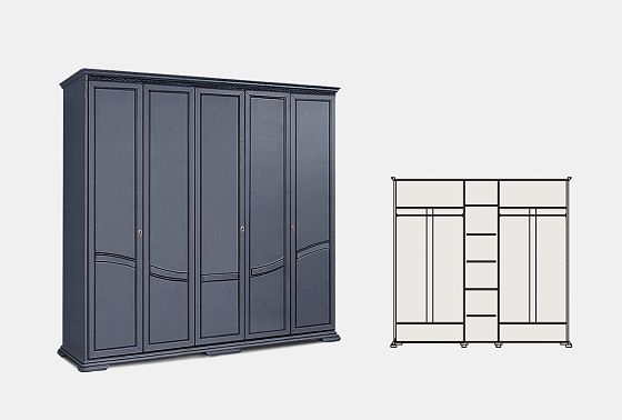 Шкаф для одежды 5-ти дв. "Лика" (без зеркала) массив и шпон дуба 3