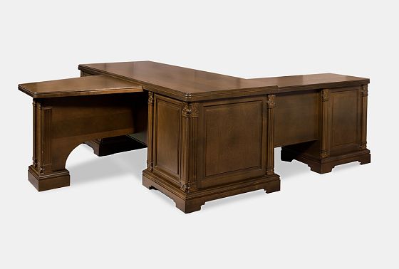 Стол рабочий с приставками "Престиж" массив и шпон берёзы 5