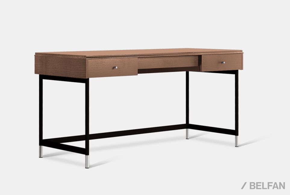 Стол письменный "Сакраменто" (2 ящика) МДФ, шпон дуба, металл 1