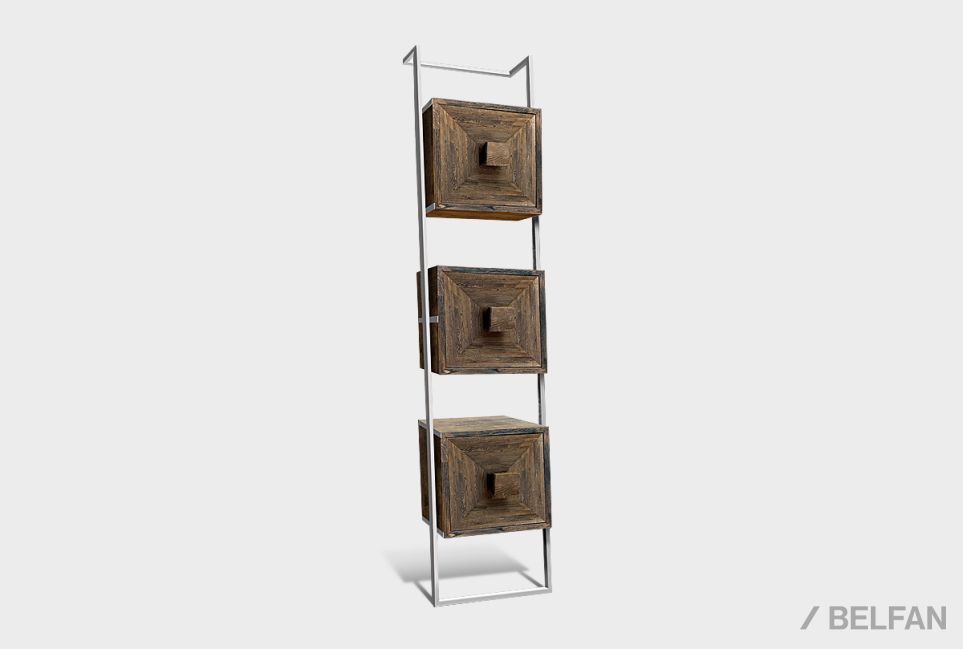 Стеллаж "Арт" 441 массив и шпон дуба, МДФ, металл 1