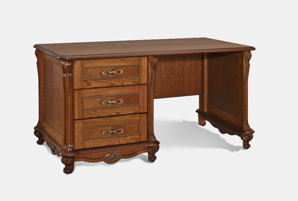 Стол письменный "Алези 1" с ящиками (1 тумба слева); слоновая кость с золочением