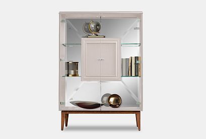 Тумба высокая "Сакраменто" (стекло); *А-016.84; марципан, орех