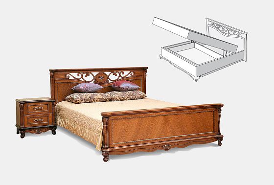 Кровать "Алези" с подьемным механизмом (высокое изножье) массив и шпон дуба 2