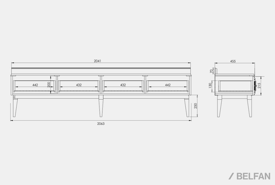 Тумба под ТВ "Сакраменто" 4 массив и шпон дуба, МДФ 2