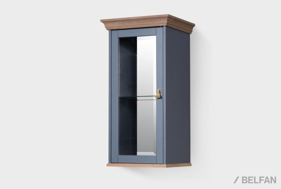 Шкаф настенный "Стюарт" стекло (левый) массив и шпон дуба 1