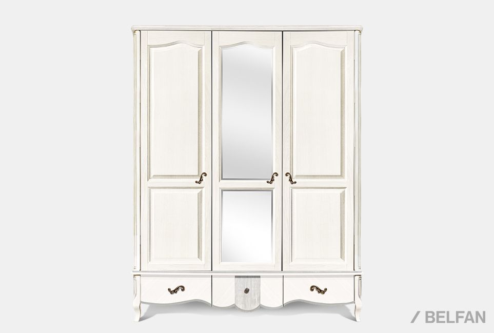 Шкаф для одежды "Катрин" фигурный 3-х дв. с зеркалом массив и шпон дуба 1