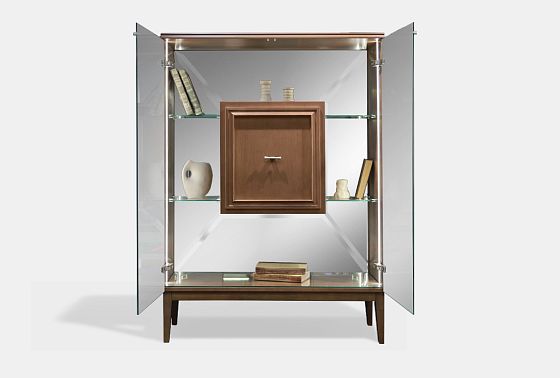 Тумба высокая "Сакраменто" (стекло) массив и шпон дуба, МДФ 9