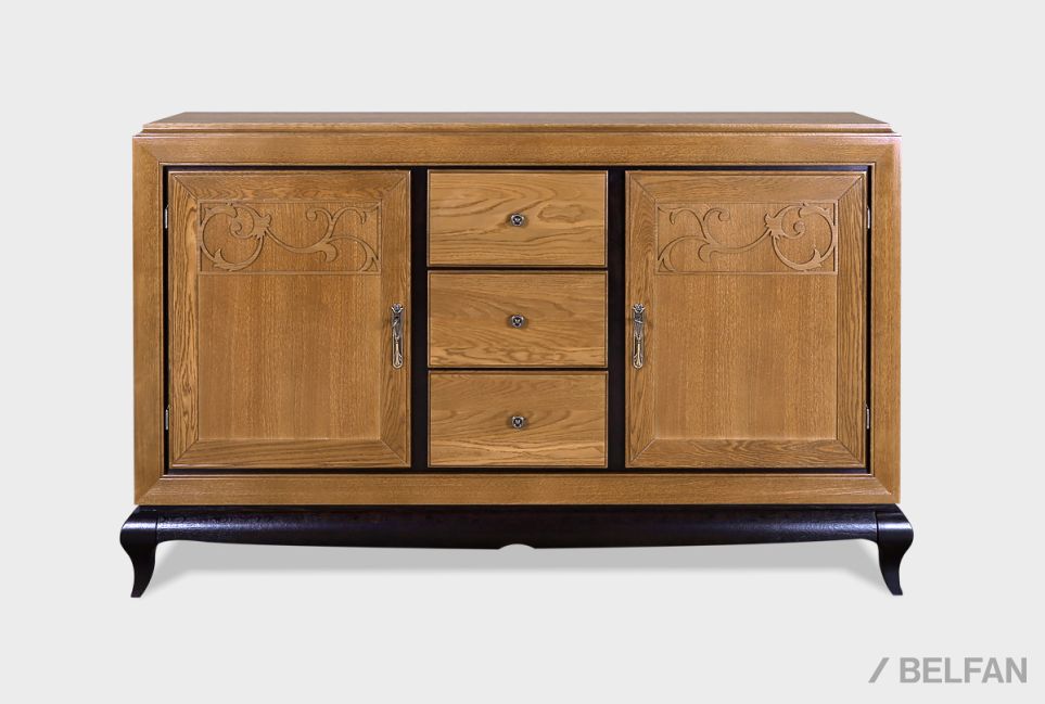 Тумба "Соната" 3 (с ящиками) массив и шпон дуба 1