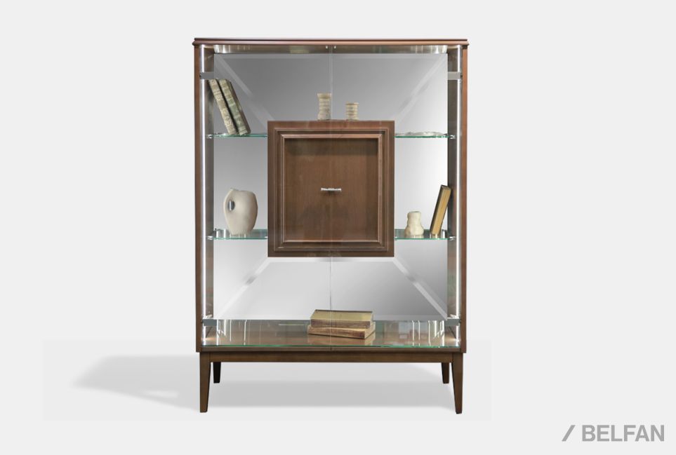 Тумба высокая "Сакраменто" (стекло) массив и шпон дуба, МДФ 1