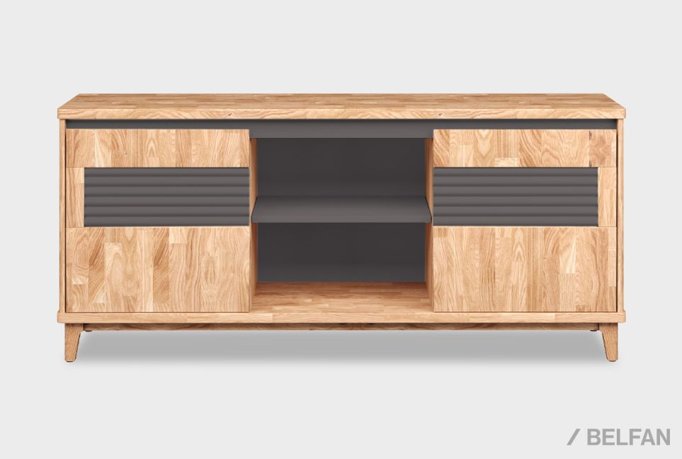 Тумба "Уоллстрит" 3 (с нишей) массив дуба, МДФ 1