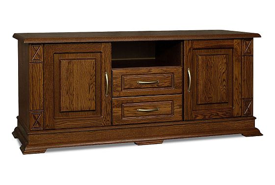 Тумба под ТВ "Верди Люкс ТВ2/1" (глухие двери) массив и шпон дуба 4