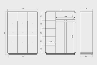 Шкаф для одежды 3-х дверный "Монблан"; американский орех