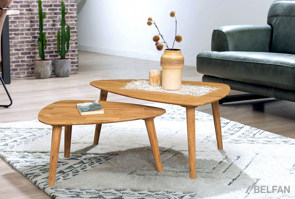 Стол журнальный "Арт" 70 (капля) массив дуба 3