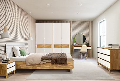 Комод "Уоллстрит" 3; 3 ящика; *А-012.06; к-бейц-масло, ф-белый, вст-бейц-масло