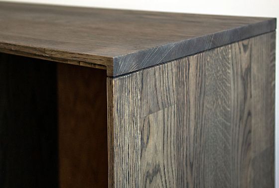 Тумба высокая "Монреаль" (стекло) массив и шпон дуба, МДФ, металл 9