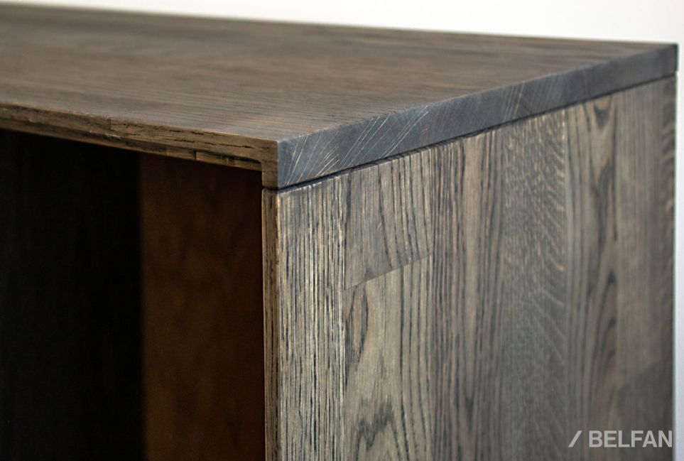 Тумба высокая "Монреаль" (стекло) массив и шпон дуба, МДФ, металл 6