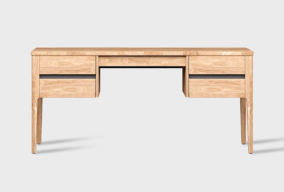 Стол письменный "Уоллстрит" (2 тумбы); к-бейц-масло, ф-белый, вст-бейц-масло