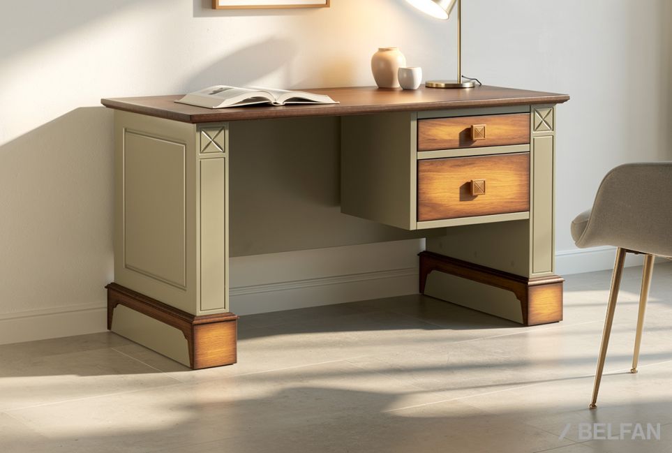 Стол письменный "Бриансон" (1 тумба справа) массив и шпон дуба, МДФ 2
