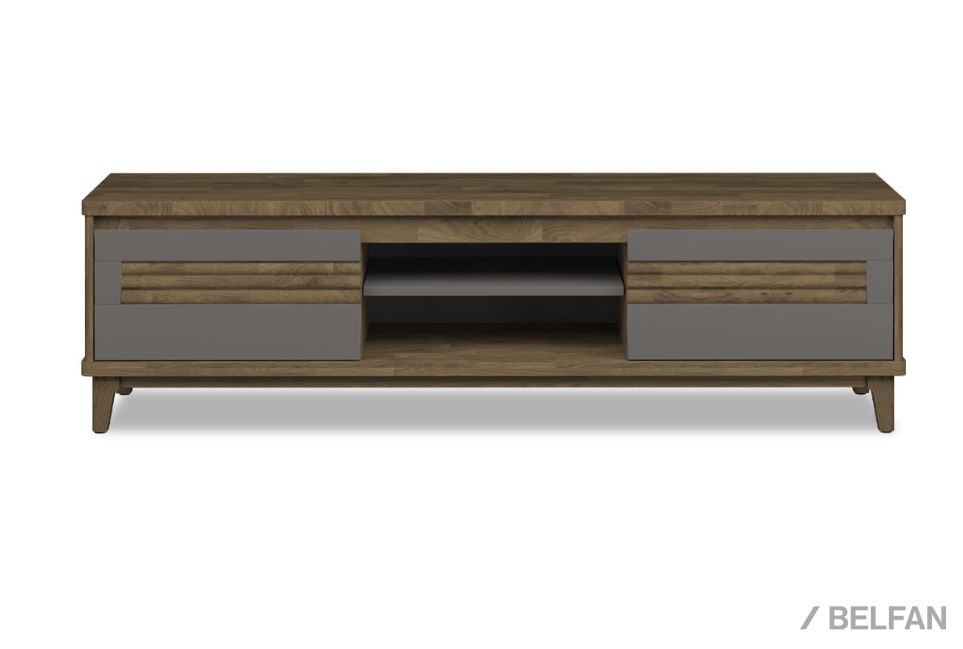 Тумба под ТВ "Уоллстрит" 170 (с нишей) массив дуба, МДФ 1