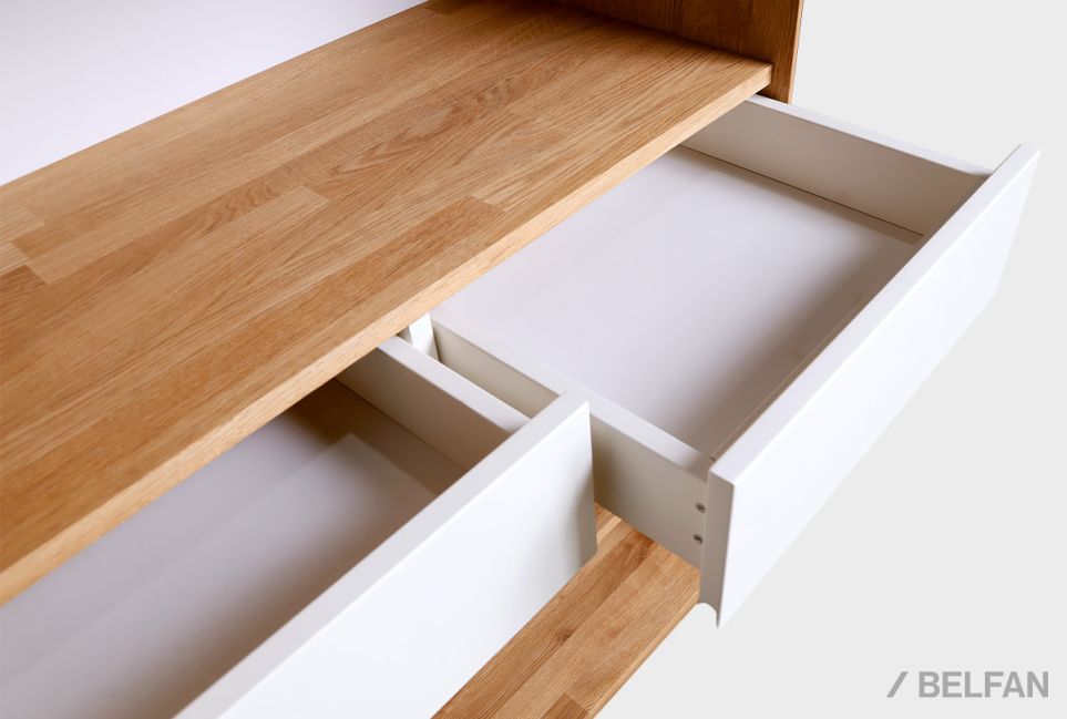 Стеллаж "Уоллстрит" (с ящиками) массив дуба, МДФ 3